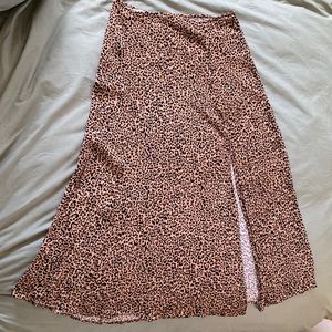 Reformation cheetah skirt with side slit